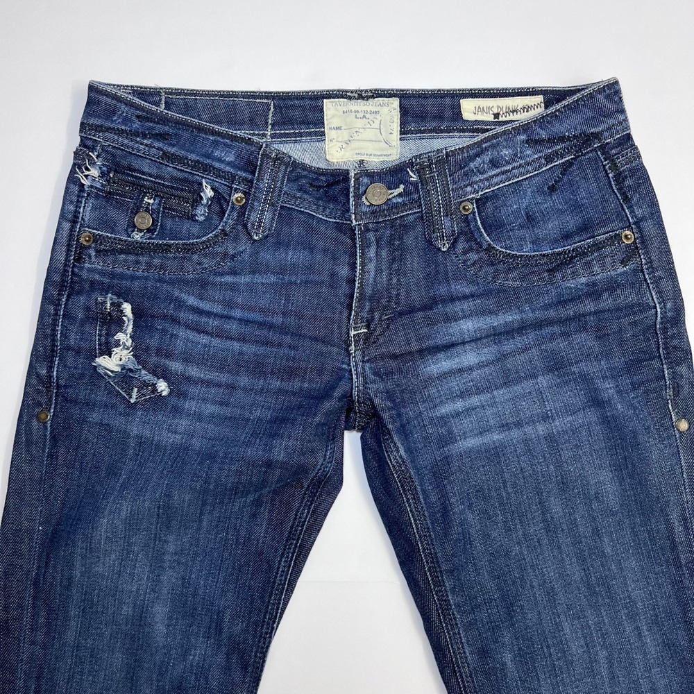 Taverniti So Jeans Janis Punk Women Size 29 Dark Blue Distressed Low Rise Flare - Picture 11 of 13